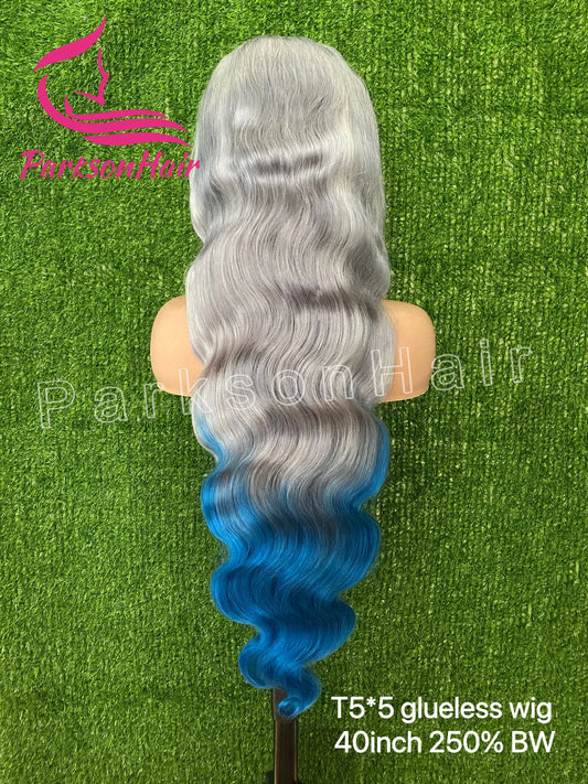 Gray Blue Body Wave Wig