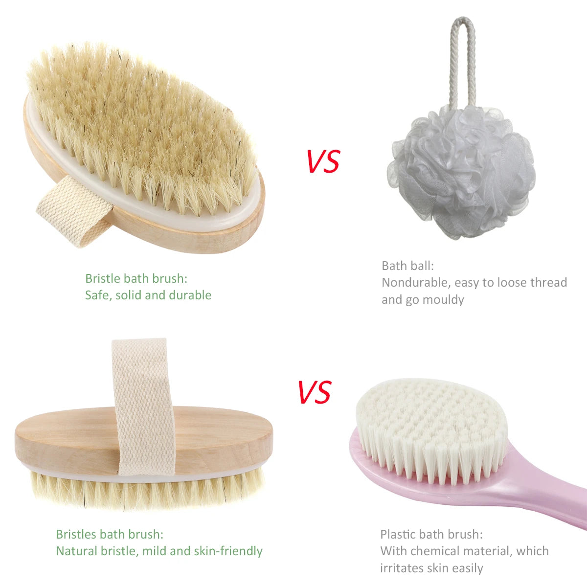 Wooden Bristle Body Shower Brush