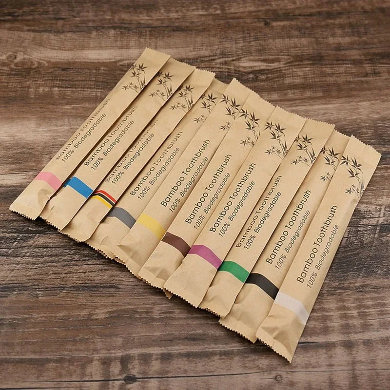 Ten-Piece Bamboo Toothbrush Set