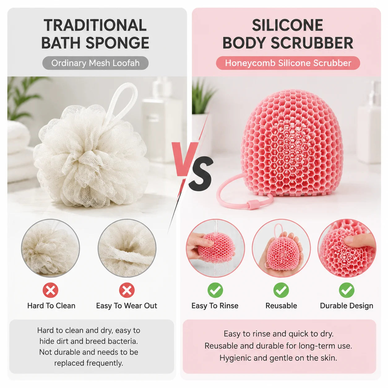 Honeycomb Silicone Body Scrubber