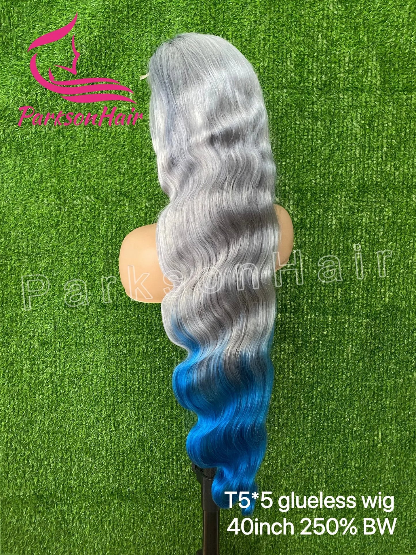 Gray Blue Body Wave Wig