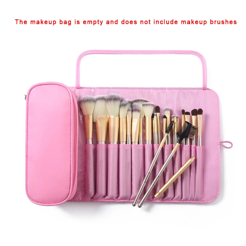 Roll-Up Oxford Makeup Brush Bag