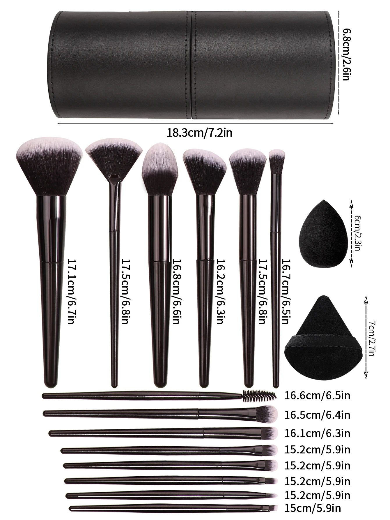 Soft Black Makeup Brush Set