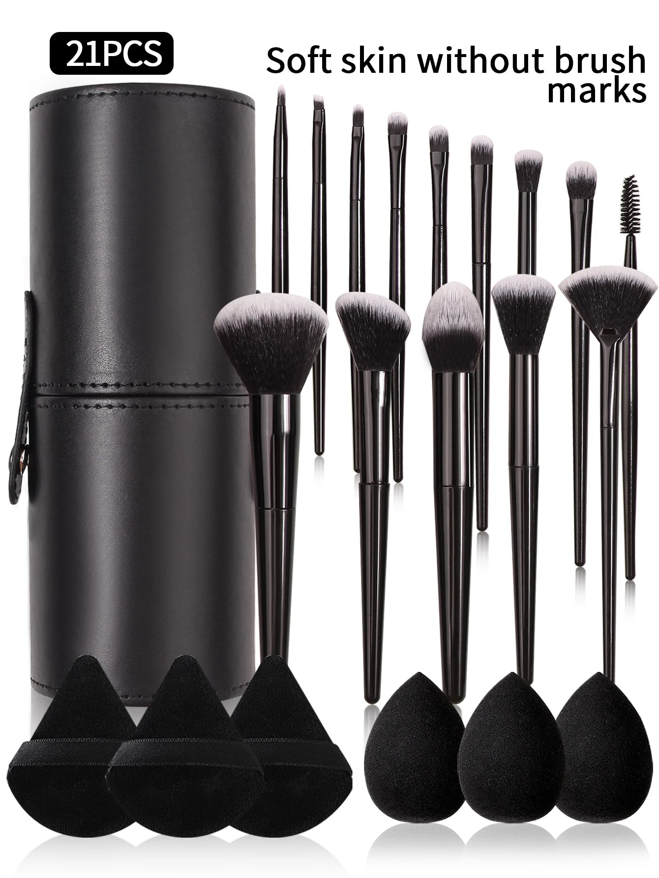 Soft Black Makeup Brush Set