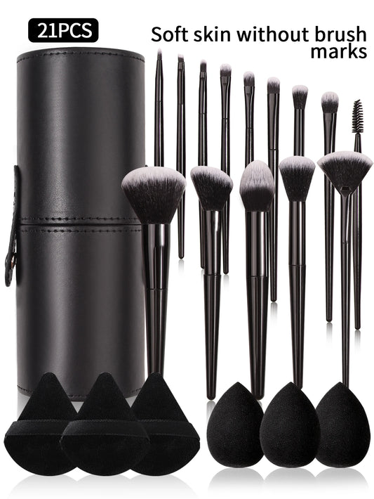 Soft Black Makeup Brush Set