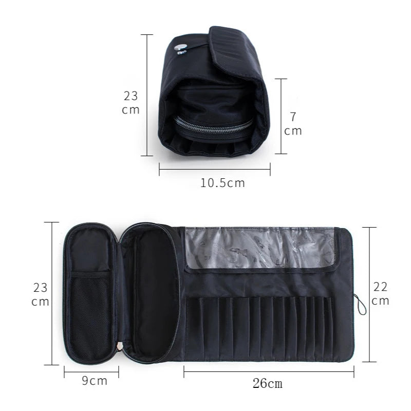 Roll-Up Oxford Makeup Brush Bag