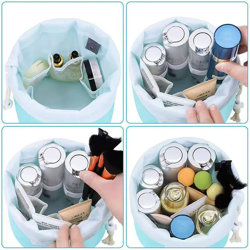 High-Capacity Round Cosmetic Travel Bag