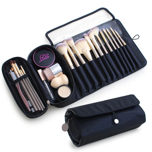 Roll-Up Oxford Makeup Brush Bag