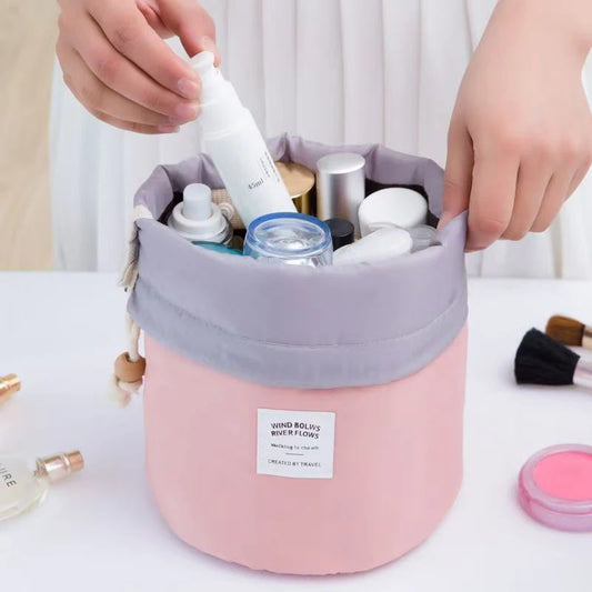 High-Capacity Round Cosmetic Travel Bag