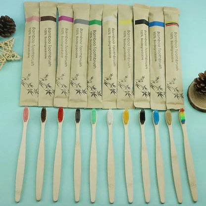 Ten-Piece Bamboo Toothbrush Set