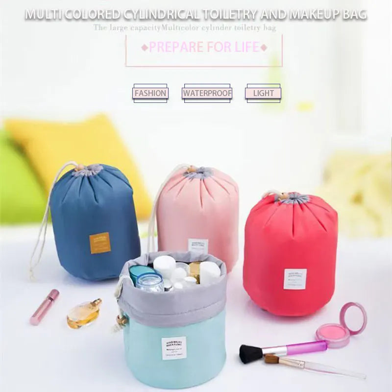High-Capacity Round Cosmetic Travel Bag
