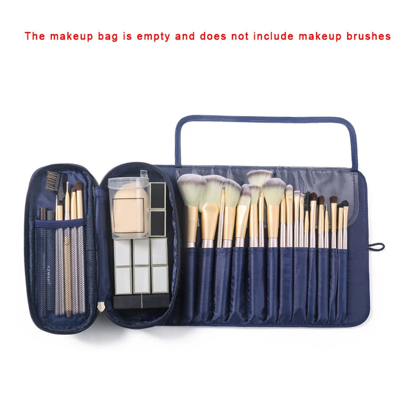 Roll-Up Oxford Makeup Brush Bag