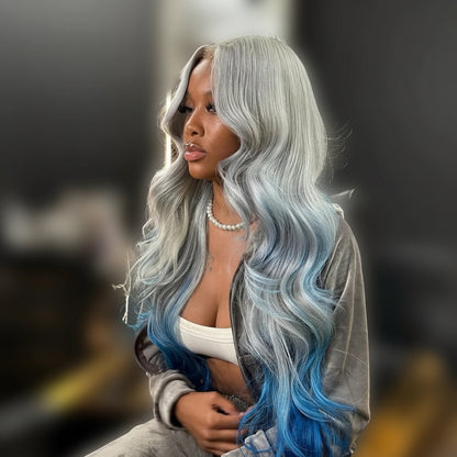 Gray Blue Body Wave Wig
