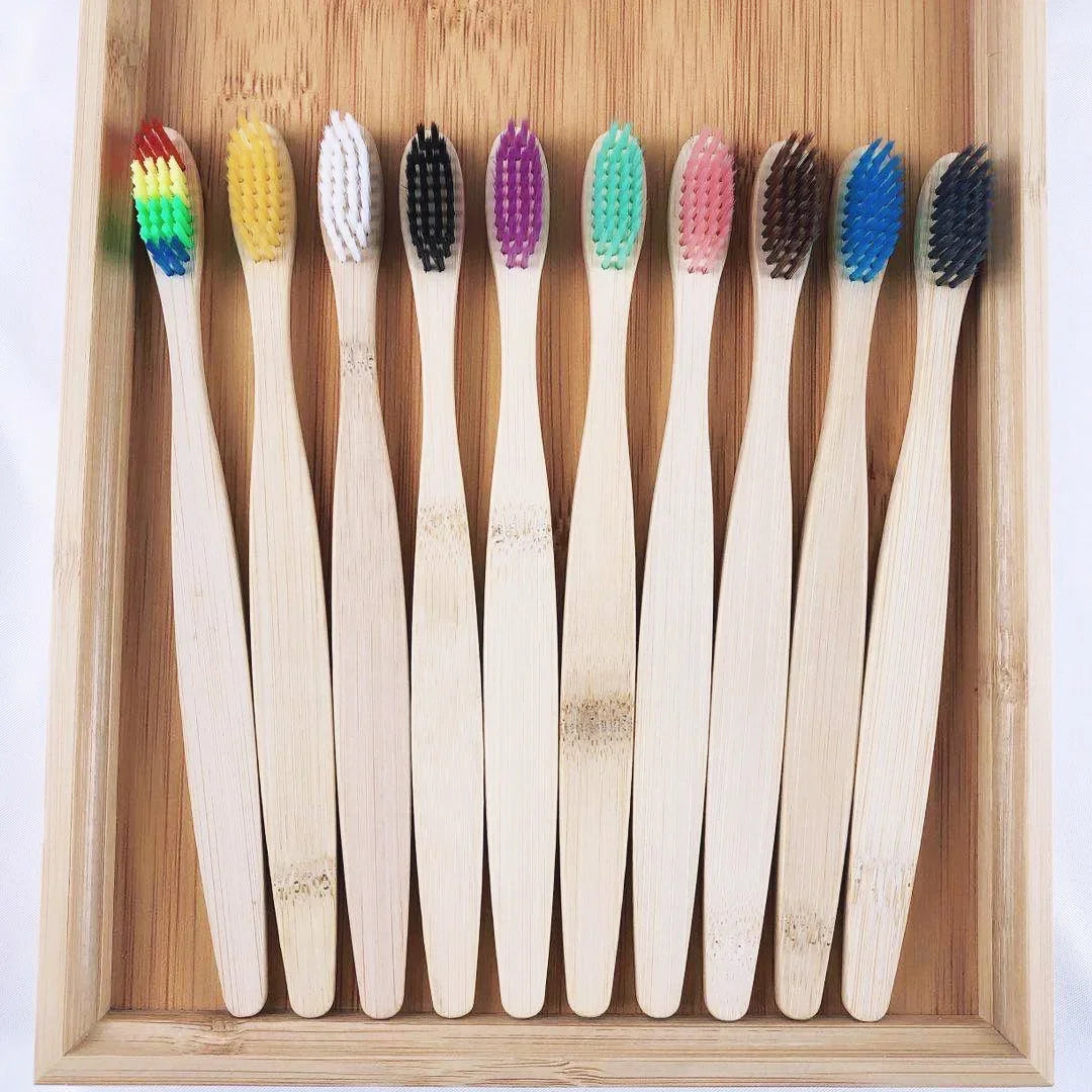 Ten-Piece Bamboo Toothbrush Set